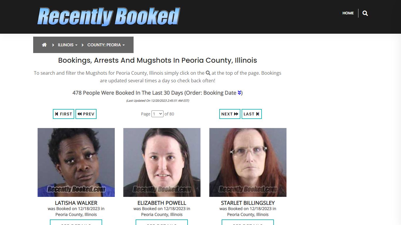 Recent bookings, Arrests, Mugshots in Peoria County, Illinois